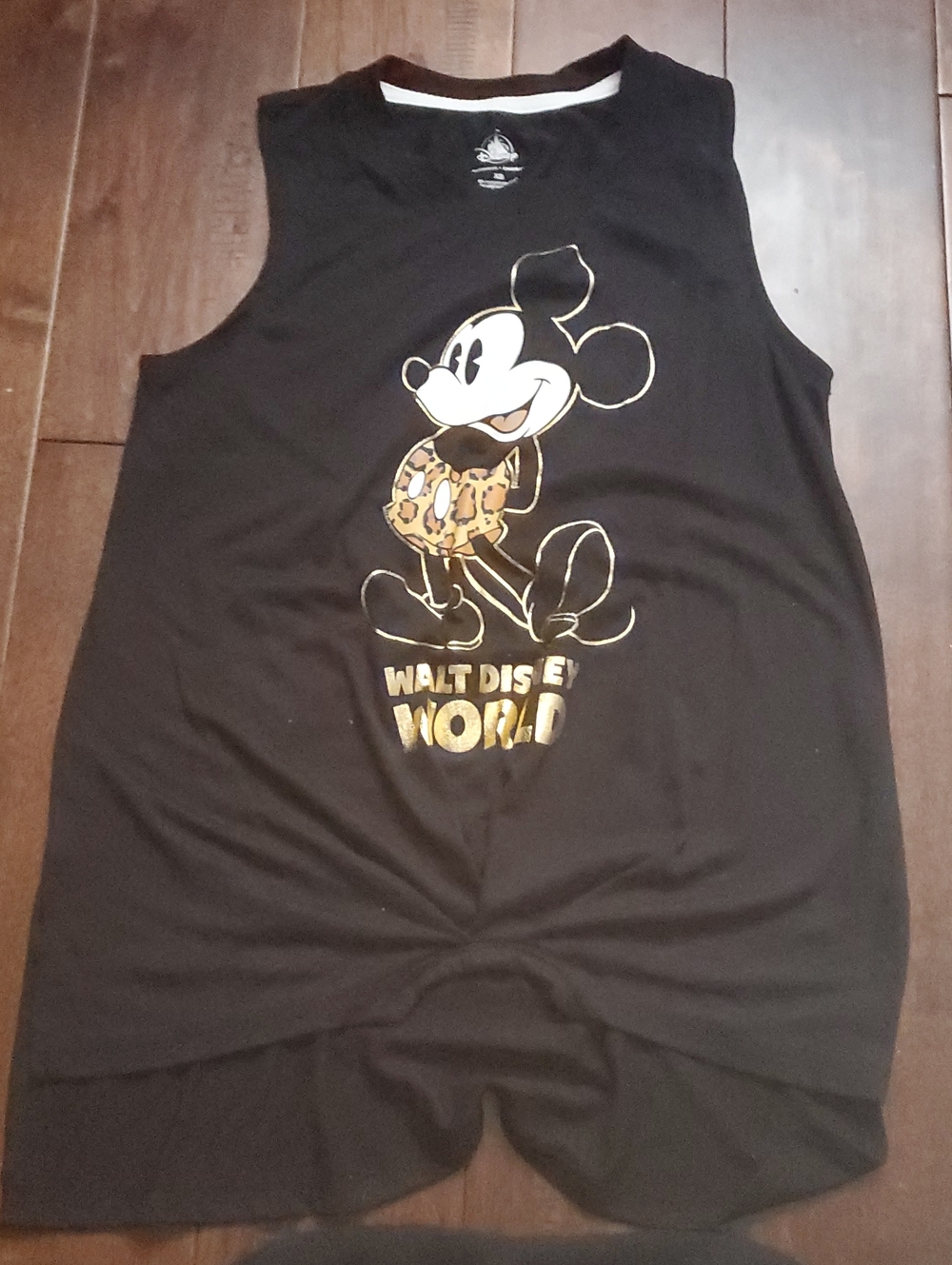 Disney Black Tank Top with Gold Mickey Graphic Size Xs Like New